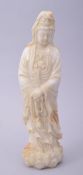 A CHINESE SOAPSTONE CARVING OF GUANYIN, 23.5cm.