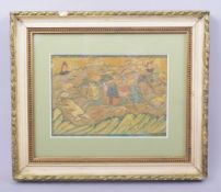 A PERSIAN QAJAR FRAMED MINATURE PAINTING, depicting a prince in a hunting scene, framed and