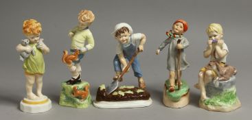 ROYAL WORCESTER FIGURES OF WEDNESDAY, THURSDAY AND SATURDAY, together with figures of June and