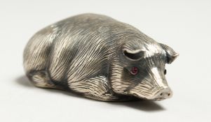 A RUSSIAN SILVER PIG, 6cm long Marks: Eagle, Faberge mark, I.P. Head 88