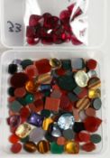 A BOX OF VARIOUS STONES.