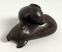 TWO SMALL BRONZES OF SLEEPING PIGS, possibly Japanese (2) 4ins