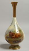 A ROYAL WORCESTER VASE PAINTED WITH HIGHLAND CATTLE BY HARRY STINTON. Signed H. Stinton, shape H307,