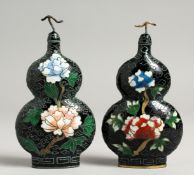 A PAIR OF CLOISONNE DECANTER SCENT BOTTLES