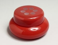 A KOSTA GLASS CIRCULAR BOWL AND COVER. 1950's - Swedish. By Morales. No. 9.029. 5ins diameter.