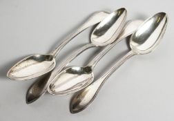 A SET OF FOUR CONTINENTAL SILVER TABLESPOONS, dated 1801.