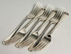 A SET OF SIX DESSERT FORKS. London, 1927, weight, 9ozs.