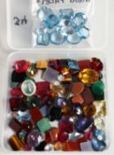 A BOX OF VARIOUS STONES.