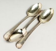 A SET OF THREE GEORGE III TABLESPOONS. London, 1768