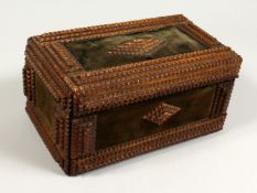 A GOOD 19TH CENTURY BOX with velvet panels 11ins long.