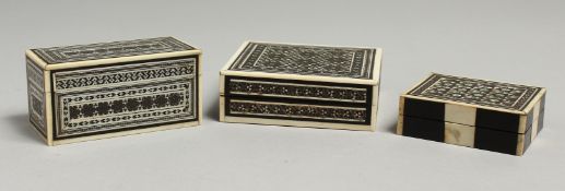 THREE SMALL MOSAIC BOXES.