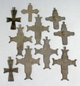 TEN LARGE ROMAN IRON CROSSES, 3.5ins.