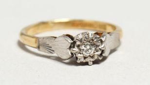 AN 18CT GOLD SINGLE STONE DIAMOND RING.