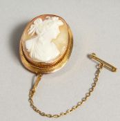 AN OVAL CAMEO BROOCH