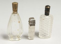 THREE SILVER TOP SCENT BOTTLES
