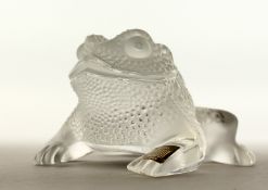 A GOOD LALIQUE FROSTED TOAD. Signed Lalique, France. 10ins high.