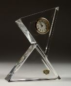 A ST LAMBERT CRYSTAL CLOCK with quartz movement. 6.5ins high.