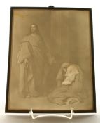 A WHITE UNFRAMED LITHOPHANE of a classical figure. 10ins x 8ins.