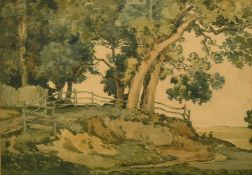 George Graham (1881- 1949) British, A pair of countryside views, watercolour, both signed, 10.25