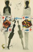 Salvador Dali, an illustration from Alice in Wonderland, 'The Queen Croquet', mixed technique