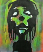 Drewbert (20/21 Century), an abstract composition featuring a head study, acrylic on canvas, 39.5