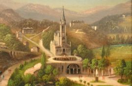 Louis Ritschard / Hubert Sattler (1817-1904), view of a church in a mountain landscape, oil on