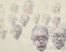 Hugh Mckenzie (1909-2005) British, head studies, watercolour on paper, 7.5