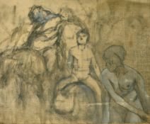Modern British School, two unframed figural studies on canvas, each approximately 18