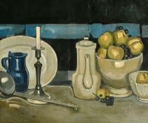 Maurice Bechet, early 20th Century French School, a still life of mixed kitchen objects on a table-