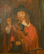 18th Century, Portrait of a man holding a violin, oil on panel, 8