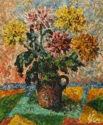Einar Johansen (1863-1965) Danish, a still life of flowers in a jug, oil on canvas, signed and dated