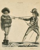 J. Chapman after C. Elliott, A set of four 19th Century engravings of fencing (plates 1 - IV) 9.5