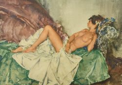 After Russell Flint, a reclining female nude, colour print, numbered 121/850, 16