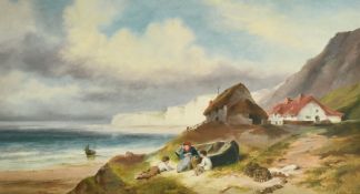 Sarah Louise Kilpack (1839-1909) British. 'Fisherman's Cottage, Bouley Bay, Jersey', oil on board,