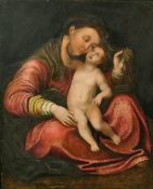 18th Century, Madonna and child, oil on panel, 14.5