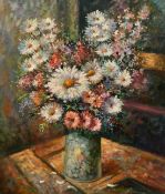 T. Denver (20th Century) A still life of mixed flowers, oil on canvas, signed, 24