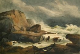 18th/19th Century English School, 'Scene on the western coast of Scotland', rough sea crashing