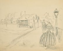 Will Owen, a study of wayfarers by buildings, 6