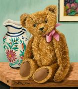 Joanna Bryan (b.1956) British, 'Algernon bear with Quimper jug and still life', oil on board,