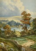 James Jackson Curnock (1839-1892) British, A View across the mountain lake, watercolour, signed