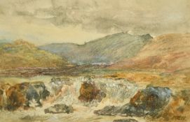 E.M. Wimperis (1835-1900) British, A pair of landscapes, a river with houses with mountains and a