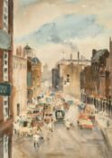 Tom Waghorn (1900-1959) British, 'Billingsgate Fish Market', watercolour, inscribed and titled