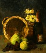 19th/20th Century French School, a still life study with fruit and mixed objects, oil on canvas,