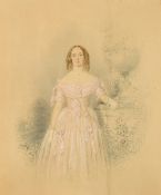 William Spence Robinson (19th Century) British, A portrait of Isabella Roberts in a formal garden