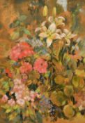 Charles Bone, A still life of mixed flowers, pastel, signed, 28.75