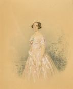 William Spence Robinson (19th Century) British, A portrait of Mary Hannah Roberts in a formal garden