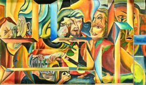 Henri Horrible Hine (20th Century), A surreal composition, mixed media, 28