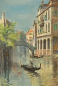 A. Vivian (19th Century), figure on a gondola on a Venetian backwater, watercolour, signed and dated