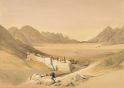 After David Roberts, 'The Convent of St. Catherine, Mount Sinai', a 19th Century lithograph, hand