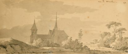 Attributed to Antoine Pierre Mongin (1761-1827), a view of Merten, wash, inscribed in ink, 4